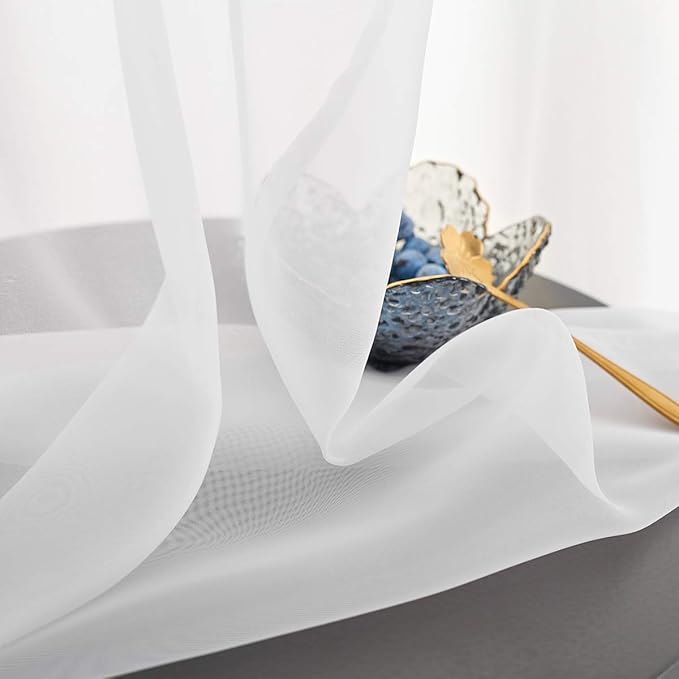 White Sheer Curtains 95 Inches Long Translucent Solid Color Sheer White Curtains 95 Inches Long 2 Panels Rod Pocket White Sheers 95 inch Curtains for Bedroom Living Room Party 52x95