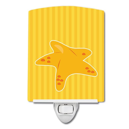 Caroline's Treasures BB8901CNL Nautical Starfish Ceramic Night Light Compact, UL-Certified, Ideal for Bedroom, Bathroom, Nursery, Hallway, Kitchen, 6x4x3, Multicolor