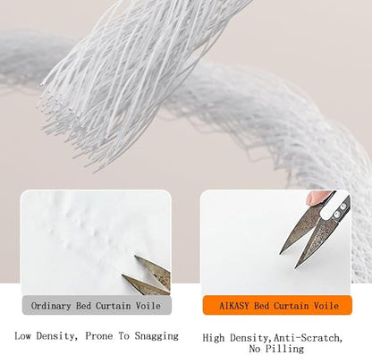 AIKASY Princess Canopy Bed Curtain with Top and Self-Adhesive Velcro, Creating a Romantic Atmosphere in The Room