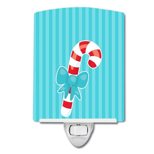 Caroline's Treasures BB8947CNL Christmas Candy Cane Ceramic Night Light Compact, UL-Certified, Ideal for Bedroom, Bathroom, Nursery, Hallway, Kitchen, 6x4x3, Multicolor