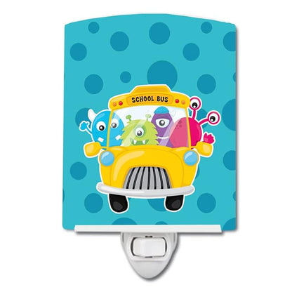 Caroline's Treasures BB8862CNL Monster School Bus Ceramic Night Light Compact, UL-Certified, Ideal for Bedroom, Bathroom, Nursery, Hallway, Kitchen, 6x4x3, Multicolor