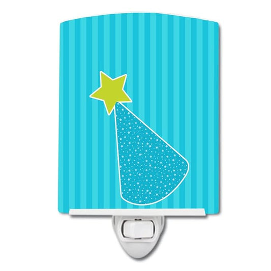 Caroline's Treasures BB8938CNL Birthday Hat Ceramic Night Light Compact, UL-Certified, Ideal for Bedroom, Bathroom, Nursery, Hallway, Kitchen, 6x4x3, Multicolor