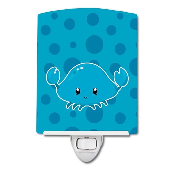 Caroline's Treasures BB8897CNL Nautical Crab Ceramic Night Light Compact, UL-Certified, Ideal for Bedroom, Bathroom, Nursery, Hallway, Kitchen, 6x4x3, Multicolor