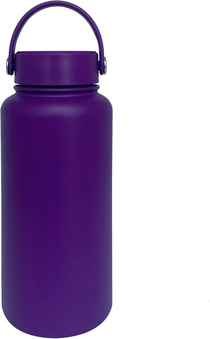 32oz Insulated Water Bottle ，Stainless Steel Sports Water Cup Flask with 2 Lids, Wide Mouth Travel Thermal Mug,Outdoor Sports Bottle（Purple）