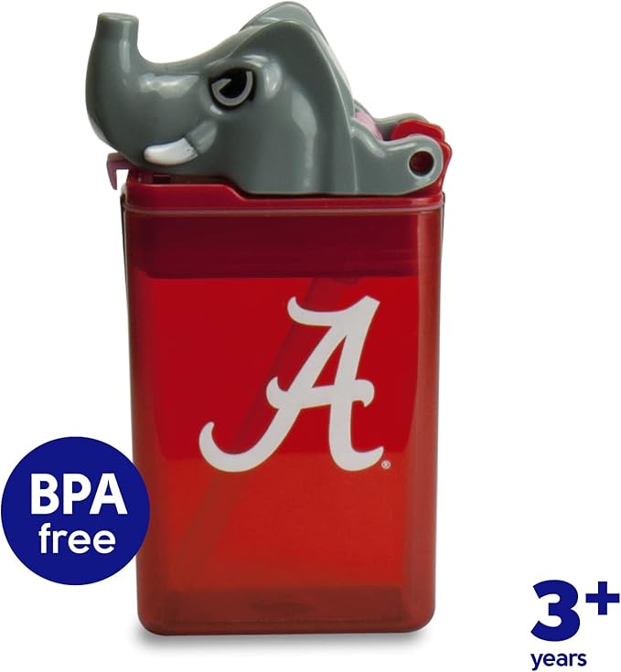 Reusable Water Bottle |Officially Licensed NCAA Sports Bottle |BPA Free | Dishwasher Safe | University of Alabama Big Al Mascot | Officially Licensed NCAA - 8oz
