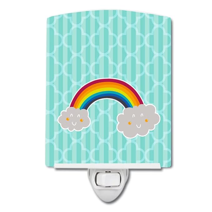 Caroline's Treasures BB6789CNL Rainbow in Clouds Ceramic Night Light Compact, UL-Certified, Ideal for Bedroom, Bathroom, Nursery, Hallway, Kitchen, 6x4x3, Multicolor