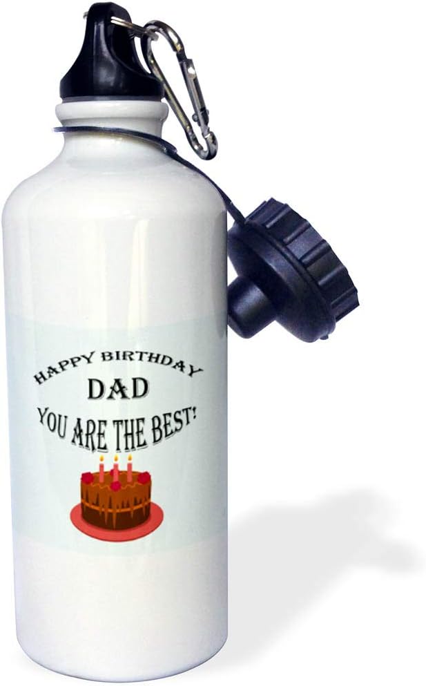 3dRose Happy Birthday Dad. Blue. Saying-Sports Water Bottle, 21oz , 21 oz, Multicolor