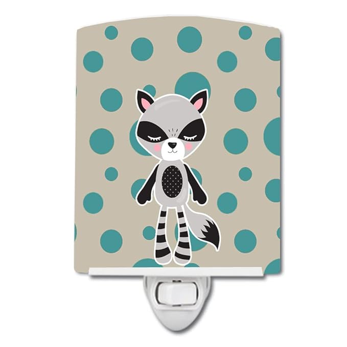 Caroline's Treasures BB9180CNL Raccoon #2 Ceramic Night Light Compact, UL-Certified, Ideal for Bedroom, Bathroom, Nursery, Hallway, Kitchen, 6x4x3, Multicolor