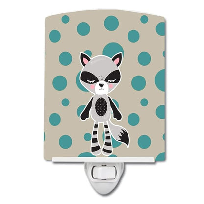 Caroline's Treasures BB9180CNL Raccoon #2 Ceramic Night Light Compact, UL-Certified, Ideal for Bedroom, Bathroom, Nursery, Hallway, Kitchen, 6x4x3, Multicolor