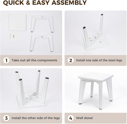 StrongTek Bamboo Step Stool for Kids and Adults, Eco-Friendly, Sturdy and Versatile Short Foot Stool for Bathroom, Kitchen, Bedroom, Compact 10-inch Small Wood Stool, Plant Stand (White)