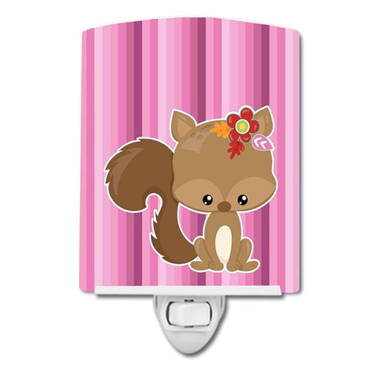 Caroline's Treasures BB6793CNL Squirrel Ceramic Night Light Compact, UL-Certified, Ideal for Bedroom, Bathroom, Nursery, Hallway, Kitchen, 6x4x3, Multicolor