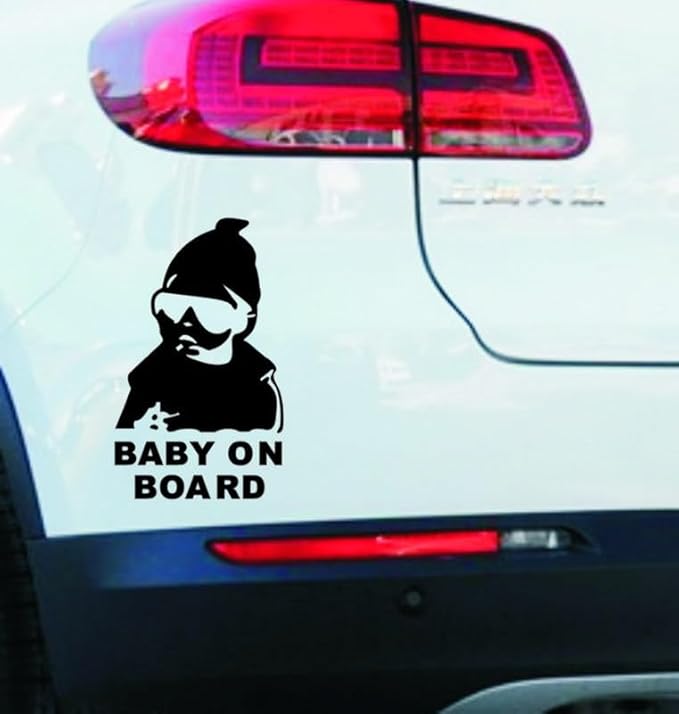 4PCS【Baby on Board】2White Stickers for Car & 【Baby on Board】2Black Decals for Cars, Baby Safety Car Signs, Funny Baby Car Stickers