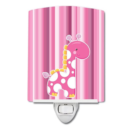Caroline's Treasures BB6827CNL Girl Giraffe Ceramic Night Light Compact, UL-Certified, Ideal for Bedroom, Bathroom, Nursery, Hallway, Kitchen, 6x4x3, Multicolor