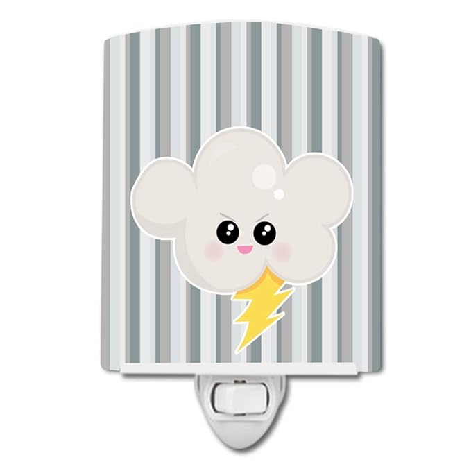 Caroline's Treasures BB7148CNL Weather Thuderstorm Face Ceramic Night Light Compact, UL-Certified, Ideal for Bedroom, Bathroom, Nursery, Hallway, Kitchen, 6x4x3, Multicolor