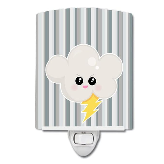 Caroline's Treasures BB7148CNL Weather Thuderstorm Face Ceramic Night Light Compact, UL-Certified, Ideal for Bedroom, Bathroom, Nursery, Hallway, Kitchen, 6x4x3, Multicolor