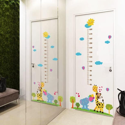 Kids Cartoon Animal Wall Sticker Set - Giraffe, Elephant, Monkey Wall Chart for Baby Learning and Decoration