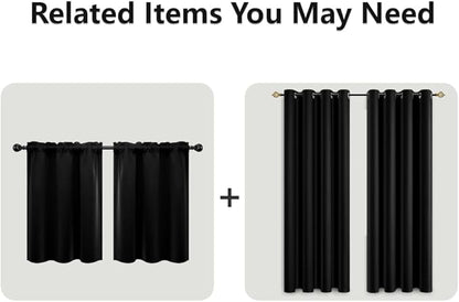 Mrs.Naturall Short Curtains for Windows,Blackout Curtains for Bedroom,Black,45 Inch Length