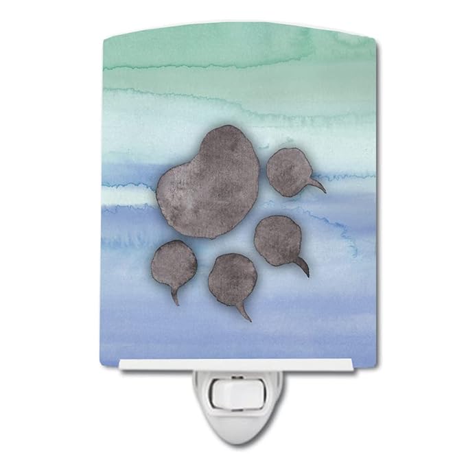Caroline's Treasures BB7356CNL Cat Paw Watercolor Ceramic Night Light Compact, UL-Certified, Ideal for Bedroom, Bathroom, Nursery, Hallway, Kitchen, 6x4x3, Multicolor