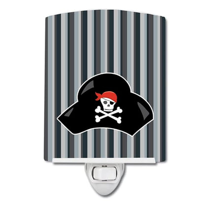 Caroline's Treasures BB8979CNL Pirate Hat Ceramic Night Light Compact, UL-Certified, Ideal for Bedroom, Bathroom, Nursery, Hallway, Kitchen, 6x4x3, Multicolor