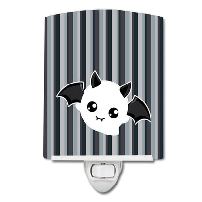 Caroline's Treasures BB6964CNL Halloween Ghost Bat Ceramic Night Light Compact, UL-Certified, Ideal for Bedroom, Bathroom, Nursery, Hallway, Kitchen, 6x4x3, Multicolor