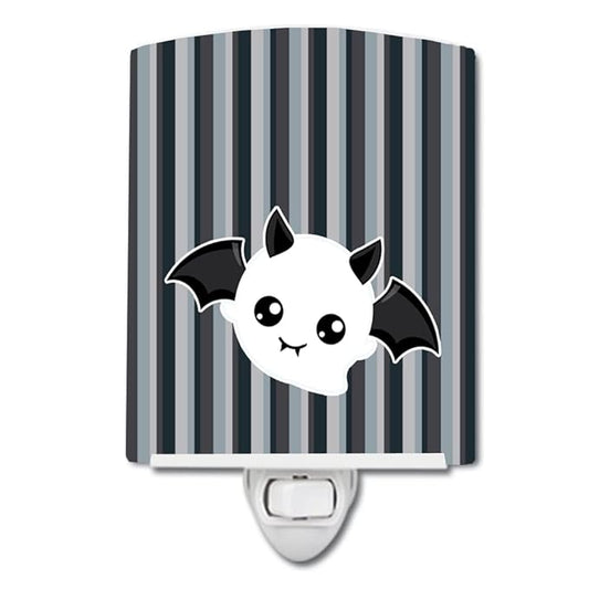 Caroline's Treasures BB6964CNL Halloween Ghost Bat Ceramic Night Light Compact, UL-Certified, Ideal for Bedroom, Bathroom, Nursery, Hallway, Kitchen, 6x4x3, Multicolor