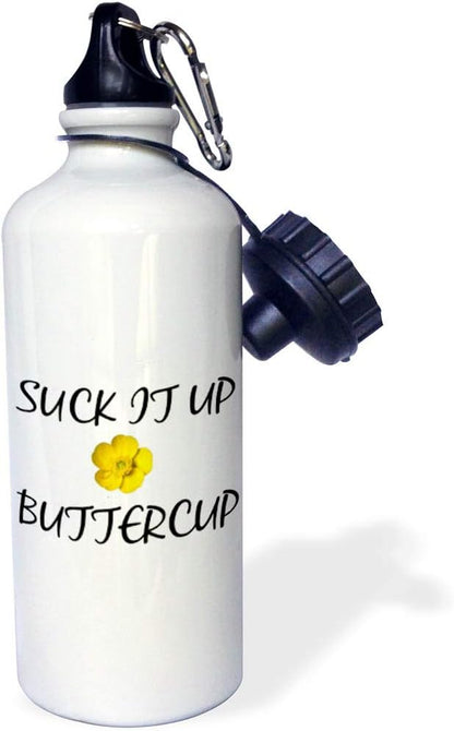 3dRose Suck It Up Buttercup Sports Water Bottle, 21Oz