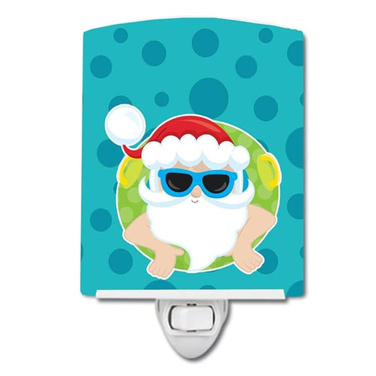 Caroline's Treasures BB9068CNL Beach Santa Claus #1 Ceramic Night Light Compact, UL-Certified, Ideal for Bedroom, Bathroom, Nursery, Hallway, Kitchen, 6x4x3, Multicolor