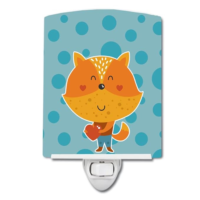 Caroline's Treasures BB6729CNL Polkadot Squirrel Ceramic Night Light Compact, UL-Certified, Ideal for Bedroom, Bathroom, Nursery, Hallway, Kitchen, 6x4x3, Multicolor