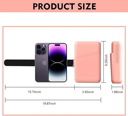 Silicone Water Bottle Pouch for Stanley, Stanley Fanny Pack with Pocket, Stanley Cup Accessories for Stanley Quencher Stanley IceFlow 20 oz 30 oz 40 oz, for Phone, Cards, Keys, Wallet (Orange)