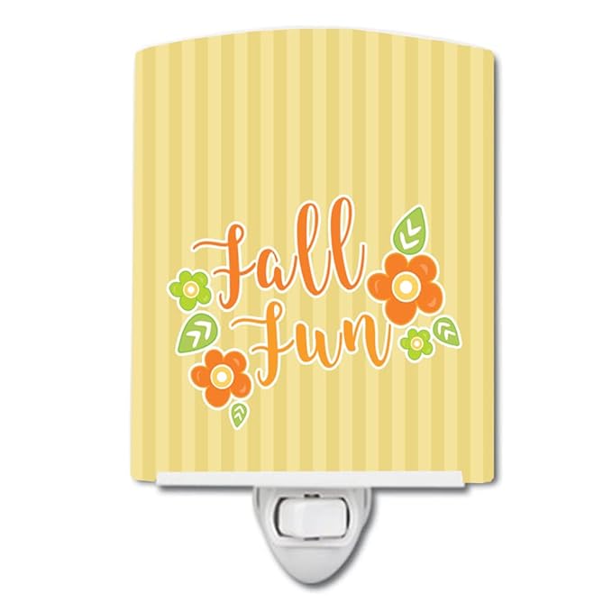 Caroline's Treasures BB6918CNL Fall Fun Stripes Ceramic Night Light Compact, UL-Certified, Ideal for Bedroom, Bathroom, Nursery, Hallway, Kitchen, 6x4x3, Multicolor