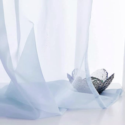 Baby Blue Sheer Curtains 84 Inches Long for Bedroom Rod Pocket Sheer Voile Curtains Panels Light Filtering Blue Sheer Drapes for Windows/Living Room/Boys/Kids Room 52x84 2 Panels