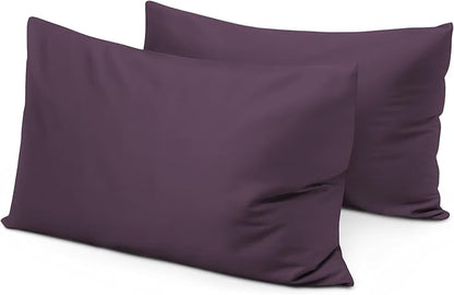 800 Thread Count 100% Egyptian Cotton Toddler Pillowcases Set of 2, Super Soft and Breathable Zipper Closer Travel Pillow Cases, 13x18 Inches, Plum Solid