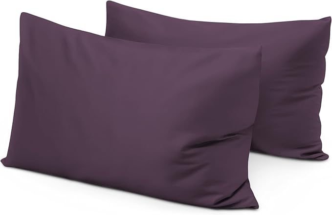 800 Thread Count 100% Egyptian Cotton Toddler Pillowcases Set of 2, Super Soft and Breathable Zipper Closer Travel Pillow Cases, 16x22 Inches, Plum Solid