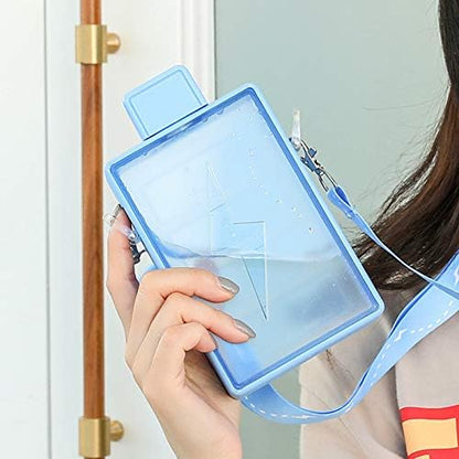 Blue Lightning Travel Water Bottle with Straw Birthday Gift Cup Picnic Cup Ice Travel Mug with Strap (lightning blue, 450 ml)