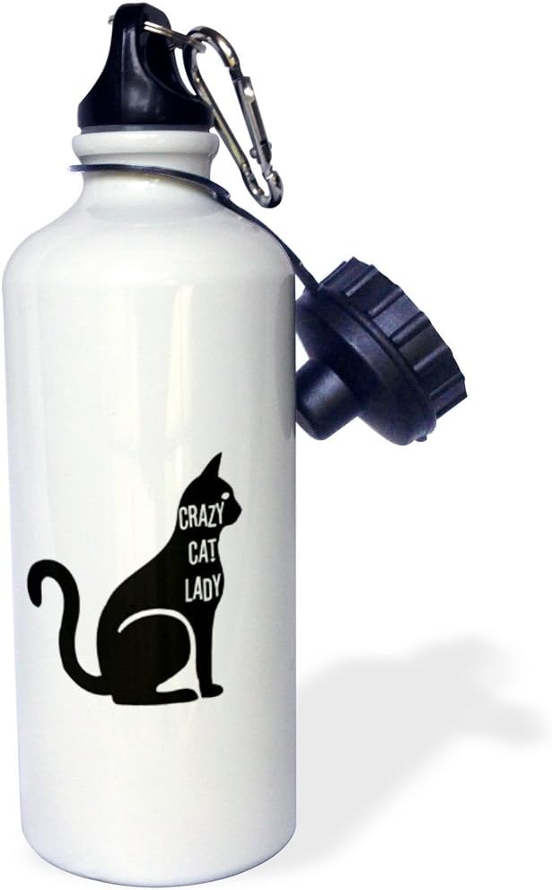 3dRose Crazy Cat Lady Sports Water Bottle, 21 oz, Multicolor
