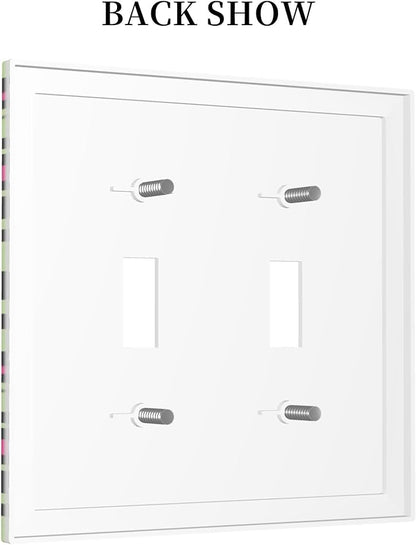 Colorful Leopard Double Toggle Light Switch Covers 2 Gang Wall Plate Dual Decorative Switchplate Electrical Faceplate for Bathroom Country Kitchen Bedroom Decor, 4.9" x 5"