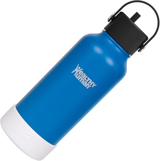 32oz Healthy Human Bottle Bundle with Insulated Bottle, Straw Lid & Bumper Boot - 32oz Bahama Blue