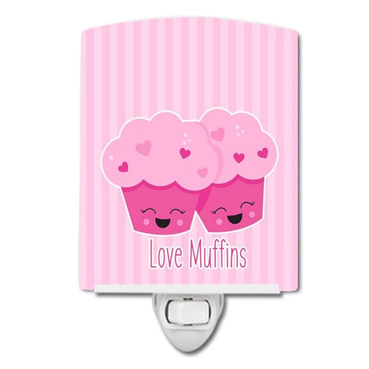 Caroline's Treasures BB9127CNL Love Muffins Ceramic Night Light Compact, UL-Certified, Ideal for Bedroom, Bathroom, Nursery, Hallway, Kitchen, 6x4x3, Multicolor
