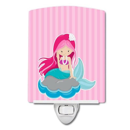 Caroline's Treasures BB8832CNL Beach Mermaid Pink Hair #3 Ceramic Night Light Compact, UL-Certified, Ideal for Bedroom, Bathroom, Nursery, Hallway, Kitchen, 6x4x3, Multicolor