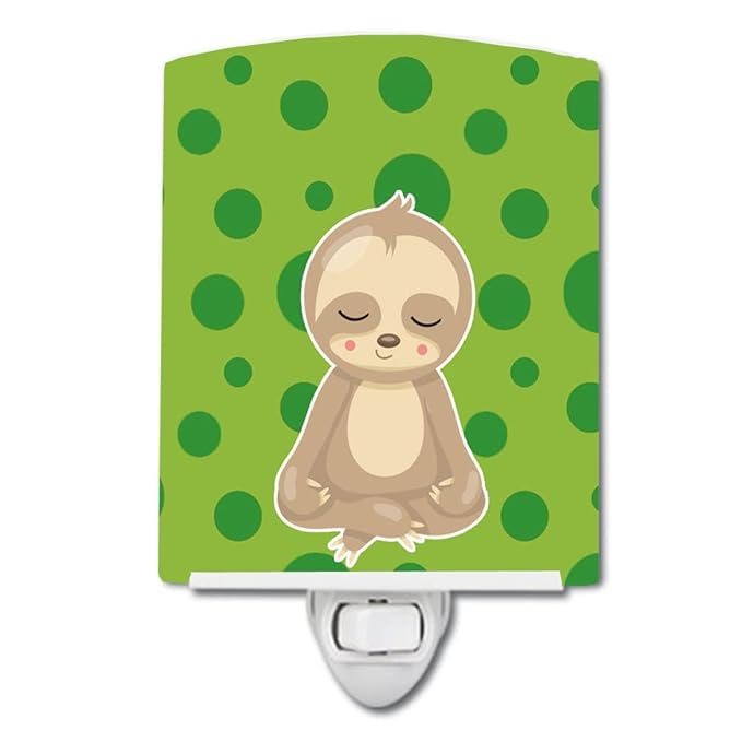 Caroline's Treasures BB9034CNL Sloth Yoga Ceramic Night Light Compact, UL-Certified, Ideal for Bedroom, Bathroom, Nursery, Hallway, Kitchen, 6x4x3, Multicolor