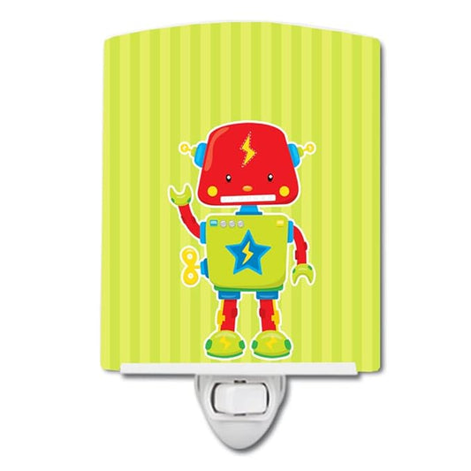 Caroline's Treasures BB9085CNL Robot #3 Ceramic Night Light Compact, UL-Certified, Ideal for Bedroom, Bathroom, Nursery, Hallway, Kitchen, 6x4x3, Multicolor