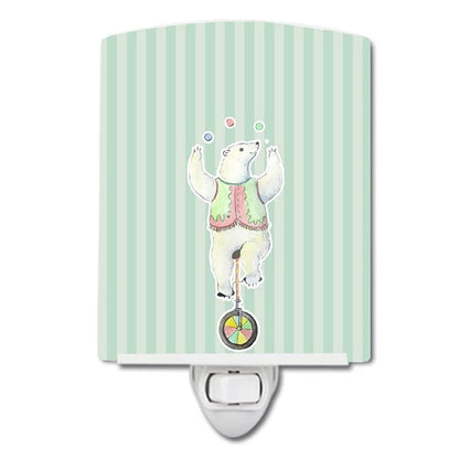 Caroline's Treasures BB6861CNL Circus Bear Ceramic Night Light Compact, UL-Certified, Ideal for Bedroom, Bathroom, Nursery, Hallway, Kitchen, 6x4x3, Multicolor