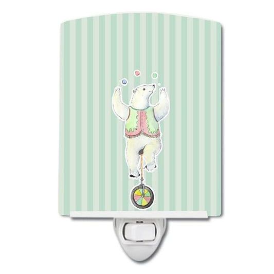 Caroline's Treasures BB6861CNL Circus Bear Ceramic Night Light Compact, UL-Certified, Ideal for Bedroom, Bathroom, Nursery, Hallway, Kitchen, 6x4x3, Multicolor