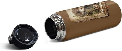 Cute Hedgehog Insulated Water Bottles with Handle, 18 Oz Stainless Steel Metal Water Bottle, Cold & Hot Water Bottle Travel Cup for Travel Camping Hiking