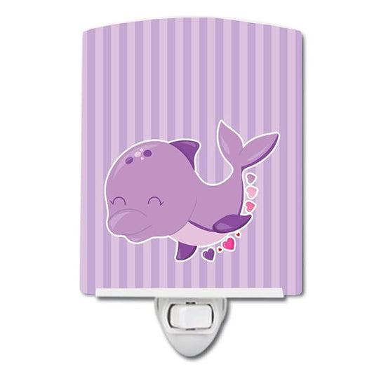 Caroline's Treasures BB7132CNL Purple Dolphin Ceramic Night Light, Purple Compact, UL-Certified, Ideal for Bedroom, Bathroom, Nursery, Hallway, Kitchen, 6x4x3, Multicolor