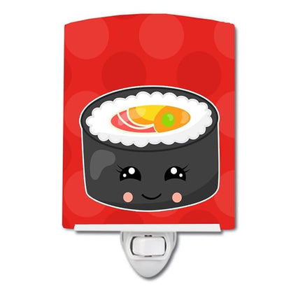 Caroline's Treasures BB8800CNL Tuna Sushi Roll with Face Ceramic Night Light Compact, UL-Certified, Ideal for Bedroom, Bathroom, Nursery, Hallway, Kitchen, 6x4x3, Multicolor