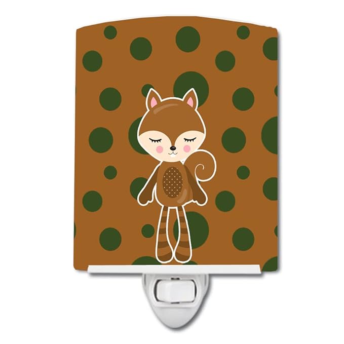 Caroline's Treasures BB9179CNL Squirrel #2 Ceramic Night Light Compact, UL-Certified, Ideal for Bedroom, Bathroom, Nursery, Hallway, Kitchen, 6x4x3, Multicolor