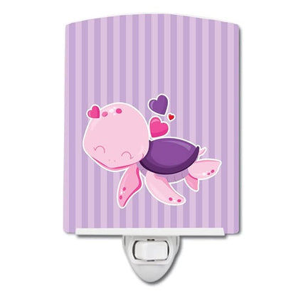 Caroline's Treasures BB7133CNL Pink and Purple Turtle Ceramic Night Light Compact, UL-Certified, Ideal for Bedroom, Bathroom, Nursery, Hallway, Kitchen, 6x4x3, Multicolor