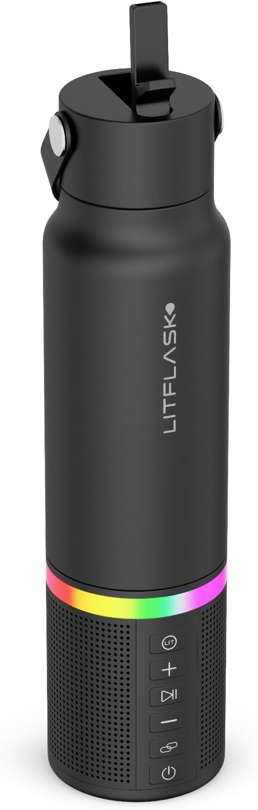 Smart Water Bottle with Premium Bluetooth Speaker, Portable Charger, LED Light, Hands-Free Mic, Insulated Stainless Steel, Straw Lid, BPA-Free, 20oz - Mix & Match Colorways