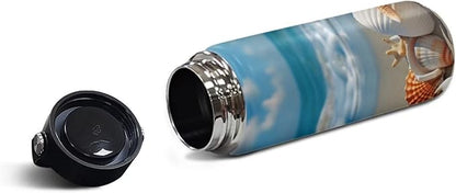 Beach Starfish Insulated Water Bottle for Women Men Stainless Steel Water Bottle with Handle Reusable Sports Water Bottle for Daily Use, Beach, Travel Cup Coffee Mug